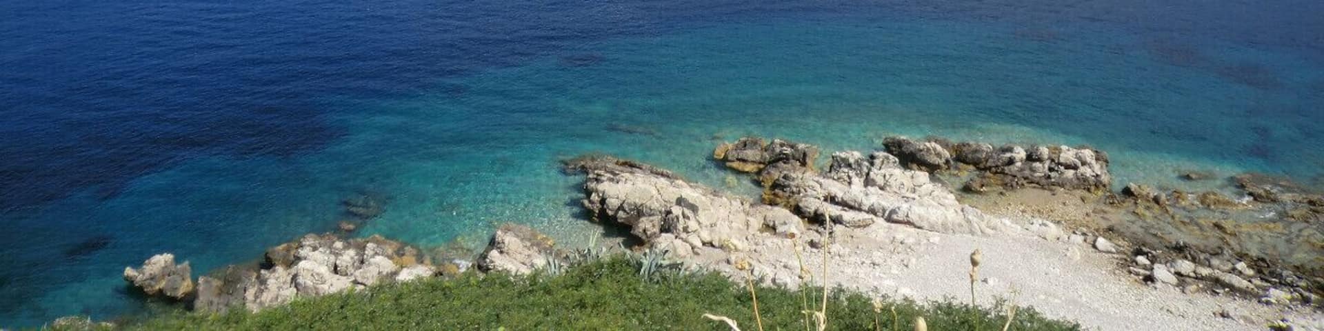 View from the fortress in Mamula island.
From Herceg Novi, we took one of the small boats leaving the harbour for an excursion to Mamula island, blue cave, and some of the beaches in Lustica peninsula (usually it is Zanjice).
Boat tours (or kayak tours) can be booked at the stands in the harbour the evening before, or directly at the boat in the morning (be at the harbour before 9 a.m. or before 10 a.m.).
#beach