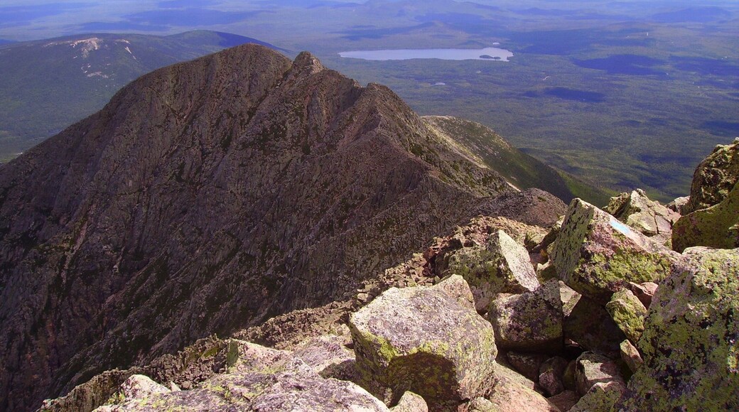 The knifes Edge- Alternative hiking trail on the backside of Mount Katahdin. The trail runs along the ridge line then drops down into the valley below . Very challenging hike and not for the faint of heart.