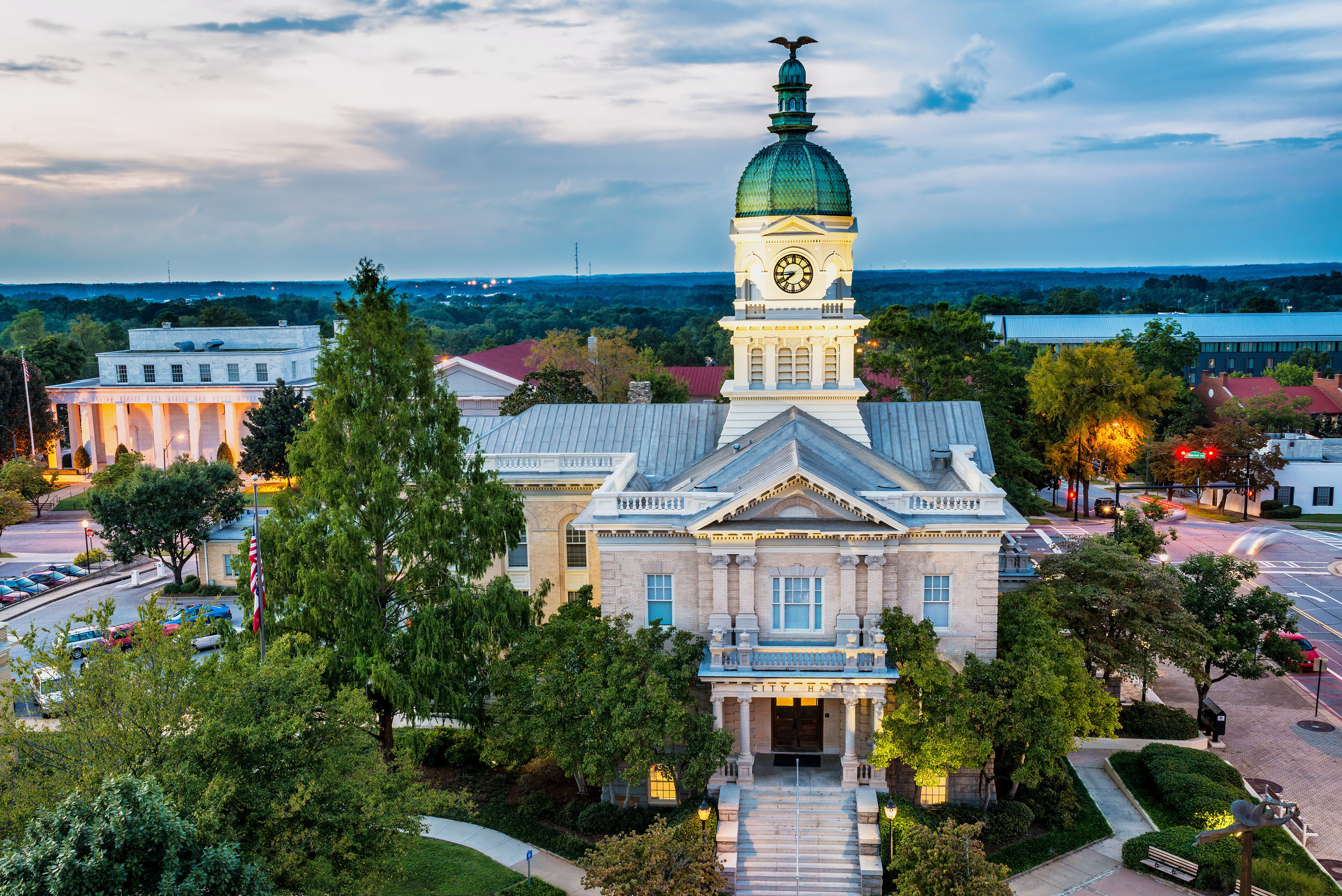 Downtown of Athens, Georgia, USA, at dusk