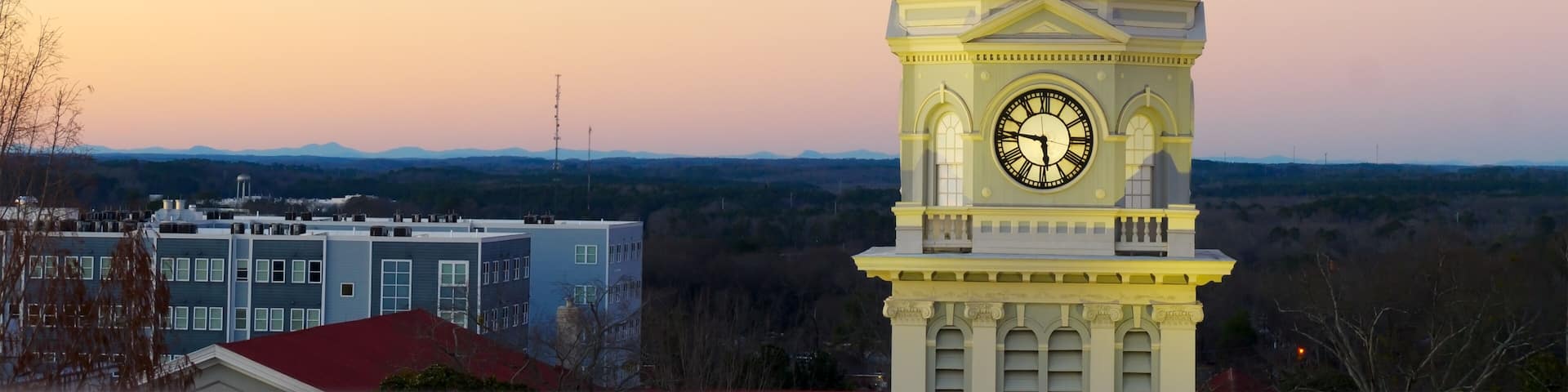 View on Athens, GA city hall and downtown