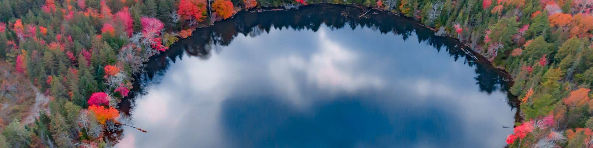 Circular Lake and Forest in the Fall