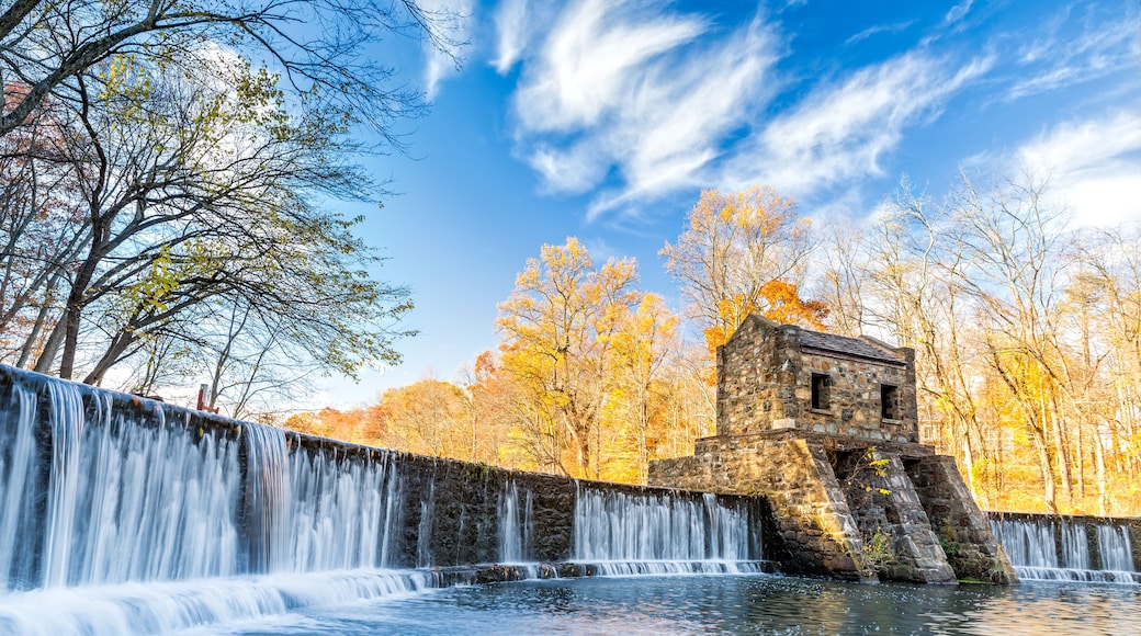 Speedwell dam waterfall, on Whippany river, along Patriots path, in Morristown, New Jersey; Shutterstock ID 510971800