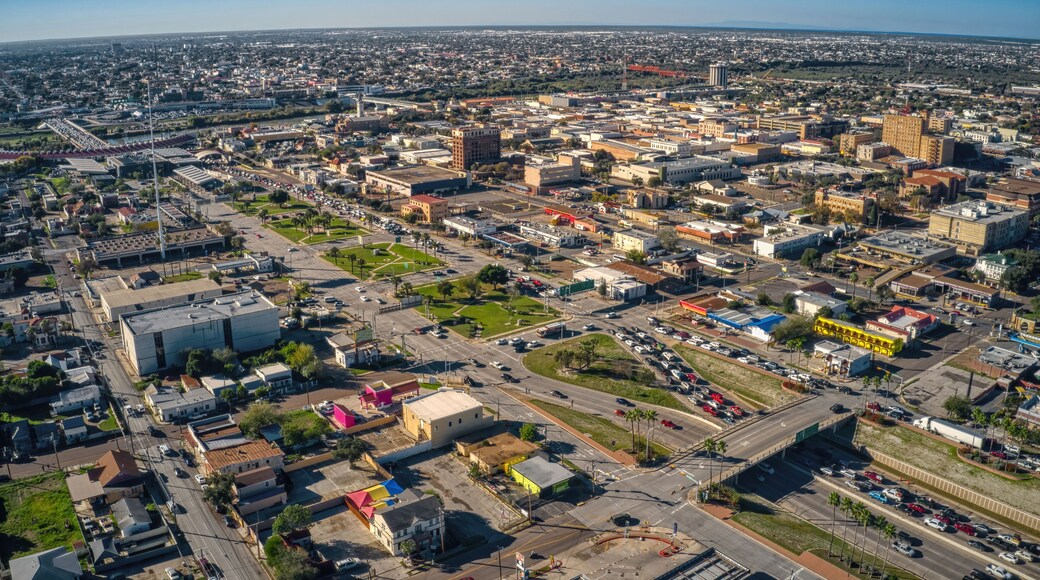 Aerial View of the Popular Border Crossing of Laredo, Texas and Nuevo Laredo, Tamaulipas