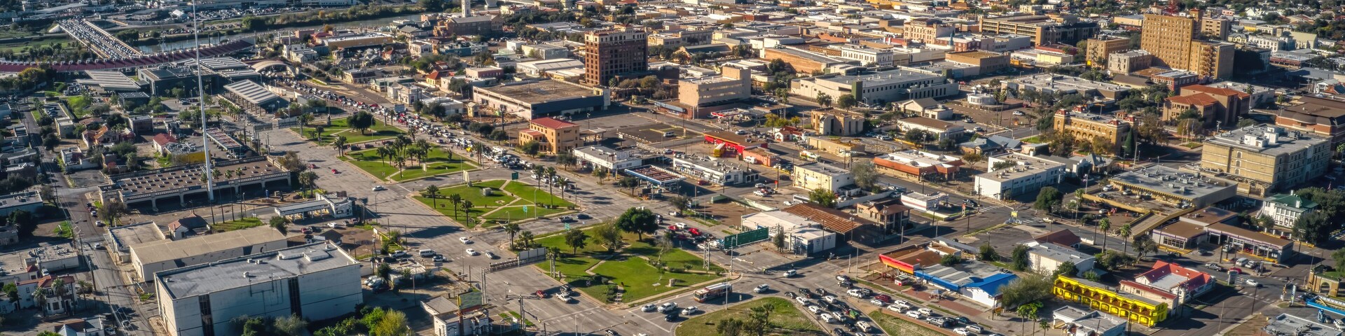 Aerial View of the Popular Border Crossing of Laredo, Texas and Nuevo Laredo, Tamaulipas