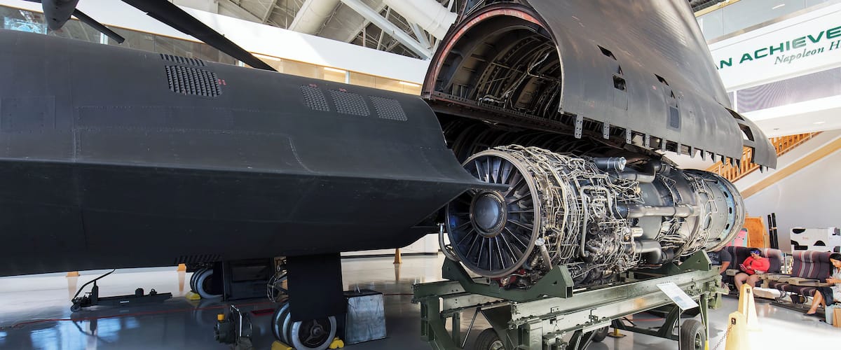 Ever wonder how they service the engines on an Sr-71?  The wing basically lifts up and the engine drops out.  Pretty cool to see an actual SR-71 engine - many of those on display in museums have empty housings.