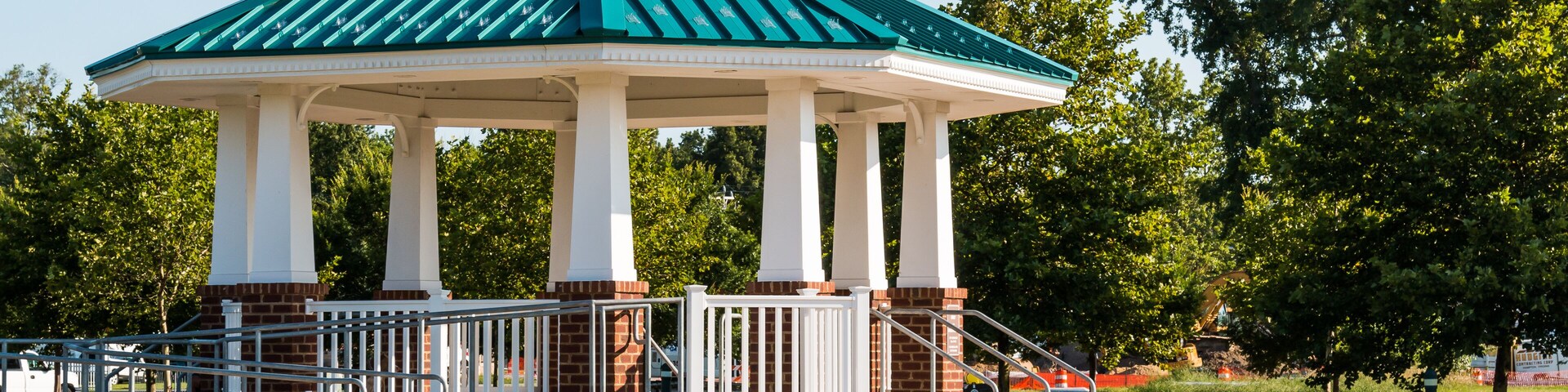 The public use gazebo at Buckroe Beach in Hampton, Virginia.  Buckroe Beach is the site of a former plantation and currently popular for the beach, fishing and public park.