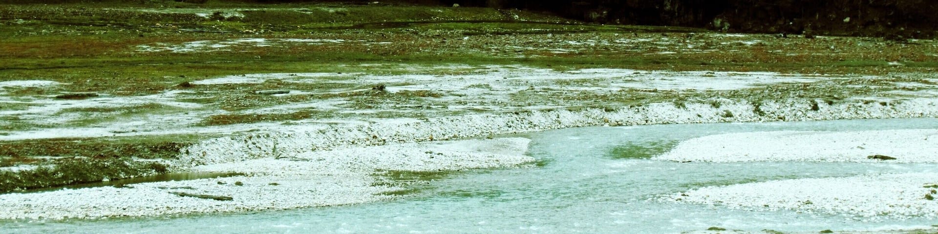 River Bed and Colourful Tourist Tents in Yumthang in North Sikkim.
