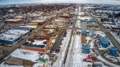 Aerial View of Morris, Minnesota in Winter
