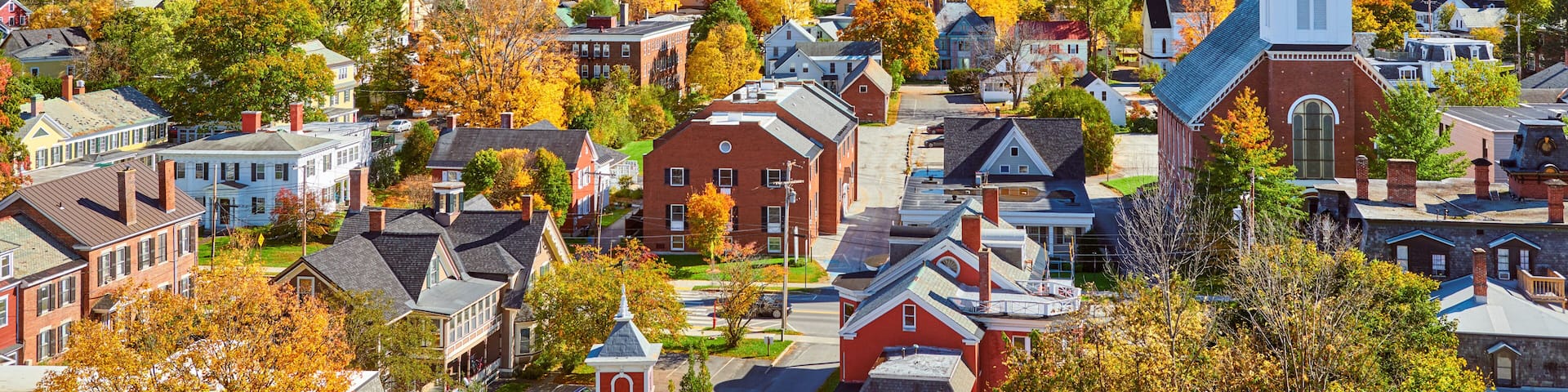 Montpelier town skyline at autumn in Vermont, USA