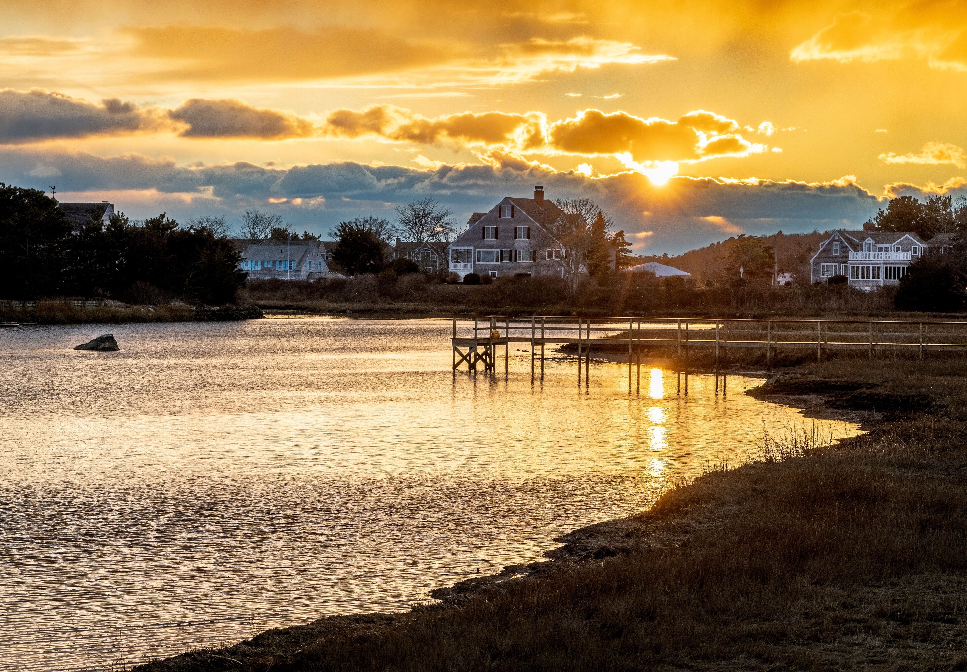 Aerial view of the Long Beach in Centerville, MA, USA