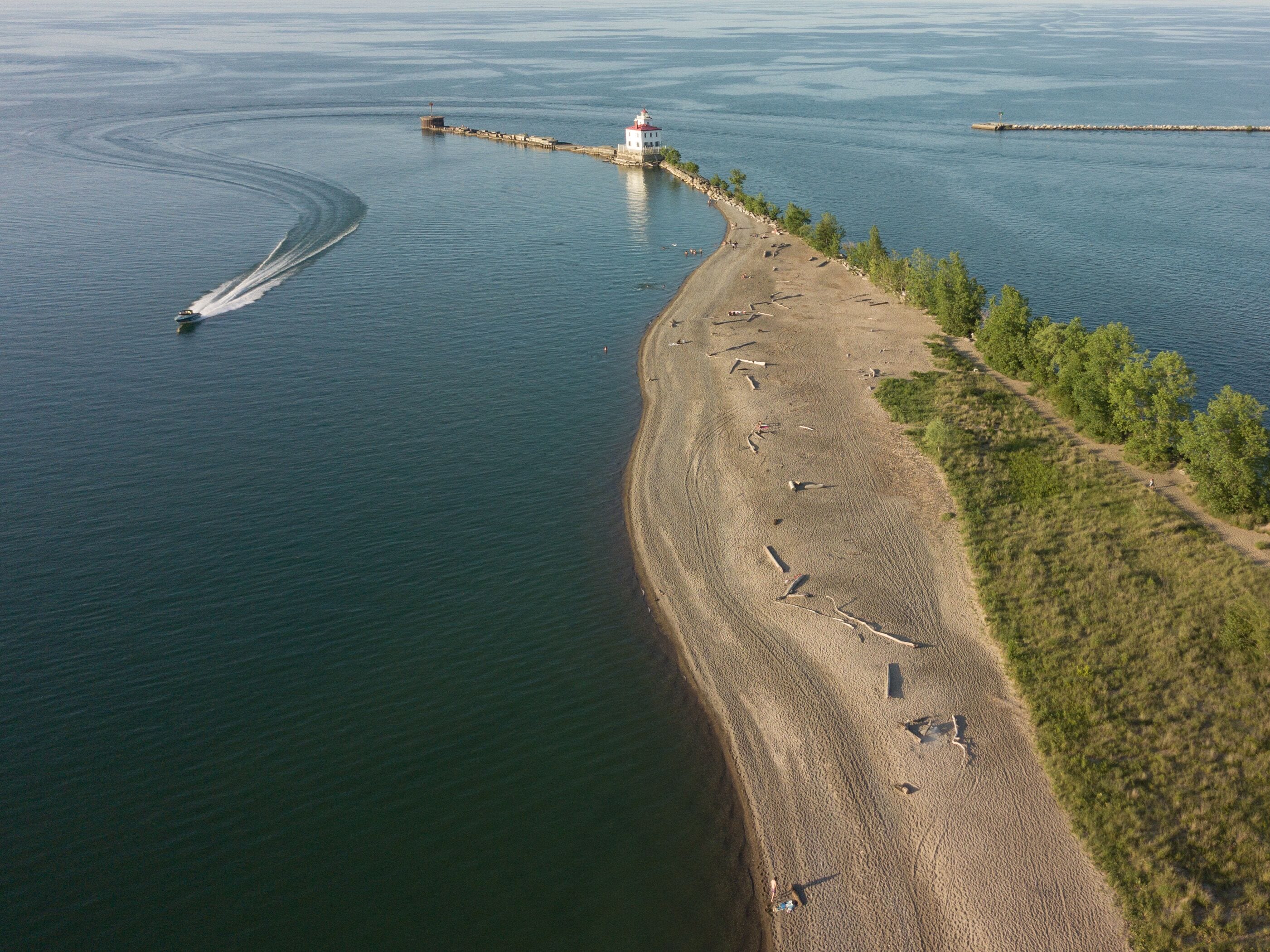 Lighthouse on mentor headlands beach