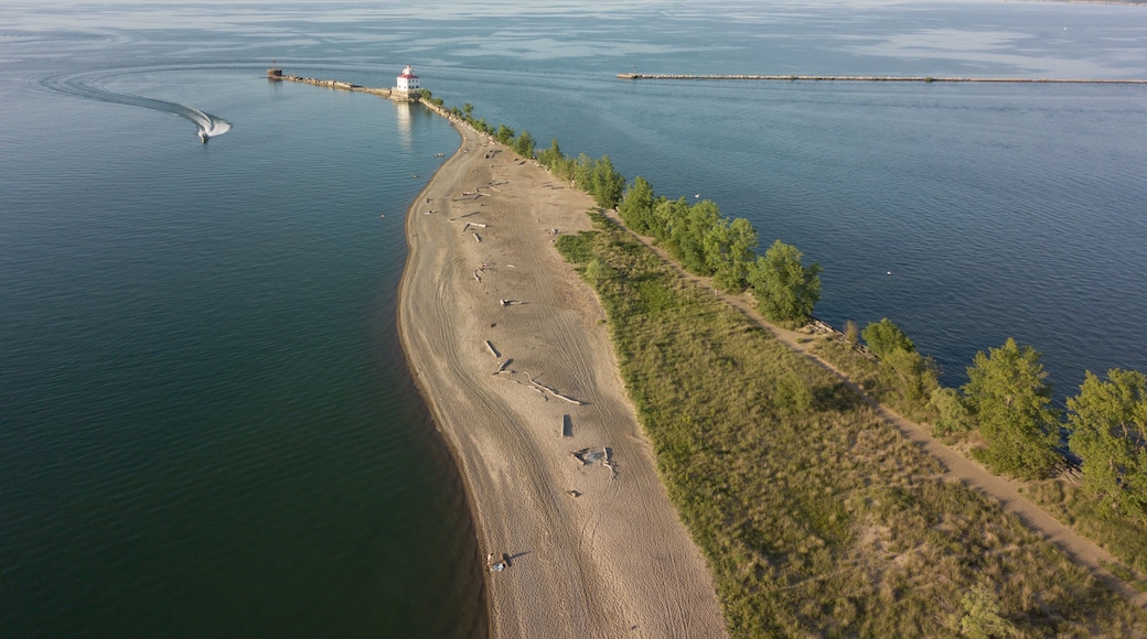 Lighthouse on mentor headlands beach