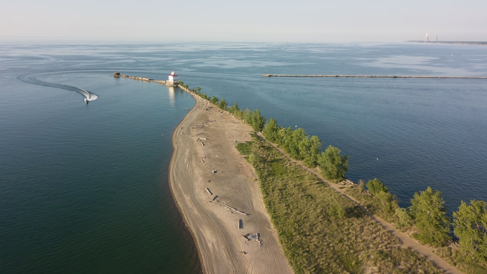 Lighthouse on mentor headlands beach
