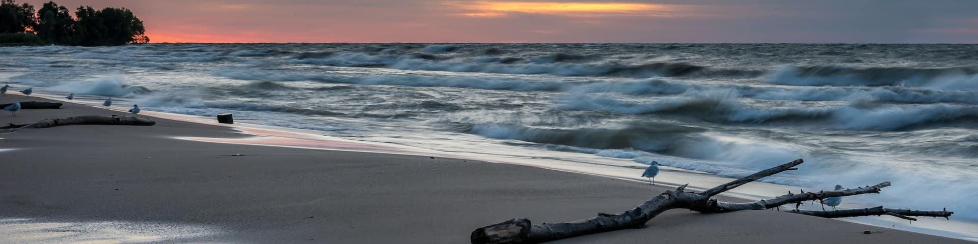 Sunrise at Bradford Beach on Lake Michigan in Milwaukee, Wisconsin