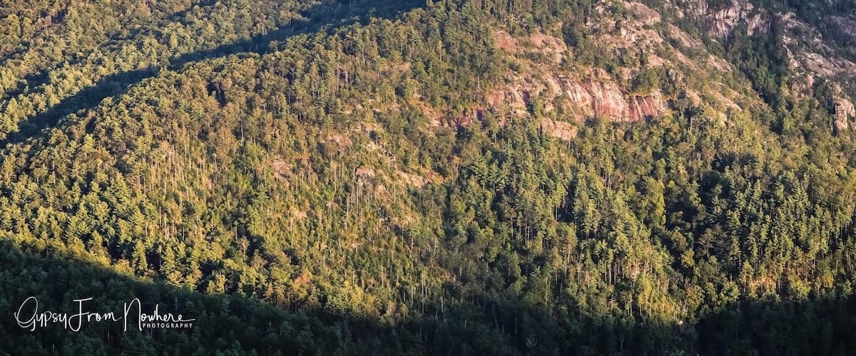 An evening in the Linville Gorge wilderness area looking towards table rock mountain