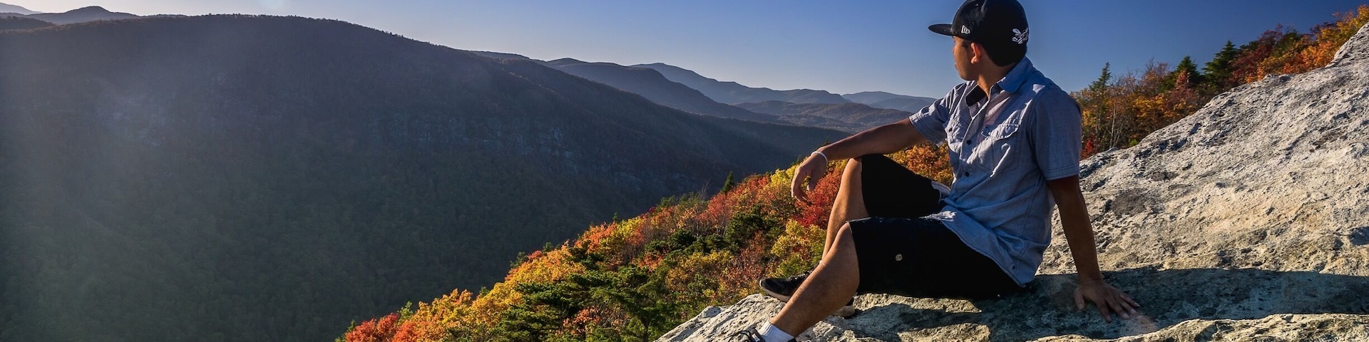 Beautiful autumn leaves at the top of the mountain of Hawksbill