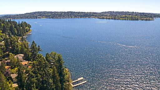 Bellevue, WA - Lake Washington Panoramic Aerial View Looking Towards Seattle and Mercer Island