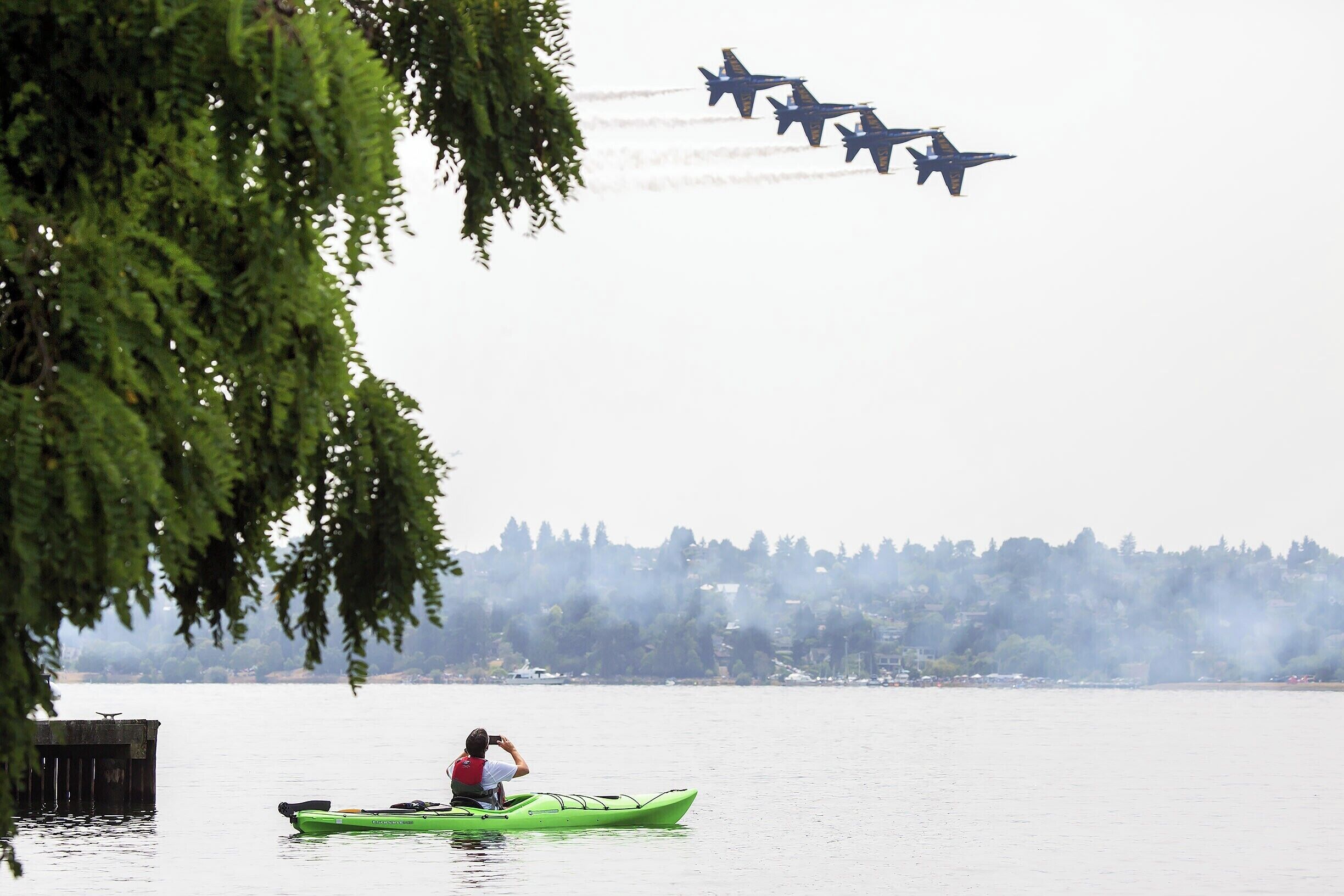 Classic summer event - the Seafair Air Show over Lake Washington.  Great viewing from Mercer Island, Mt Baker Park, and the I90 bridge deck.  Catch it the first weekend of August.