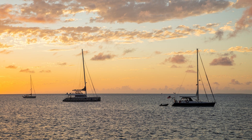 Marigot featuring general coastal views, boating and a sunset
