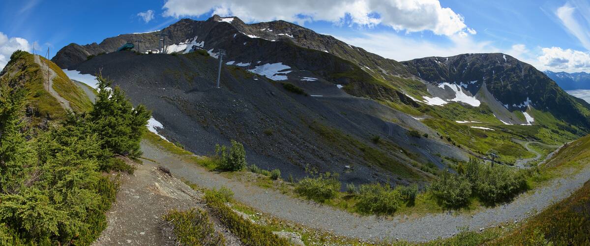 Landscape at upper station of Mt.Alyeska Tram at Girdwood in Alaska,United States,North America