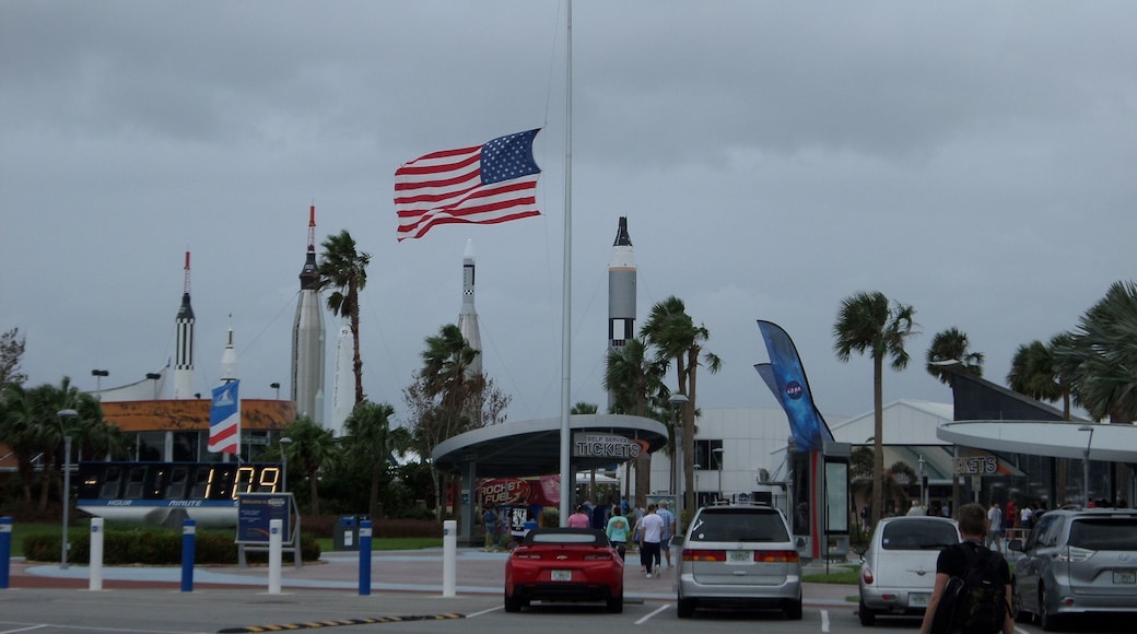 Entrance. Flag at half mast after LV shooting.