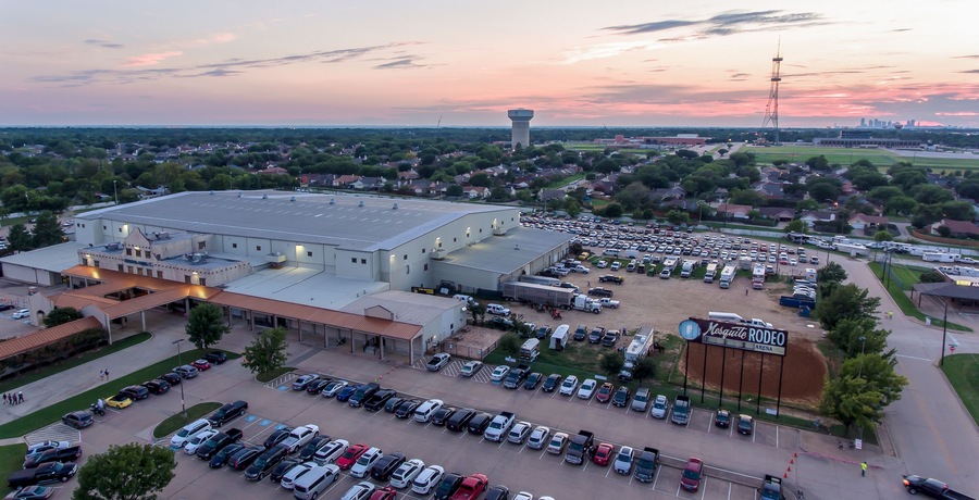 Aerial Sunset Over Mesquite Championship Rodeo and Convention Center