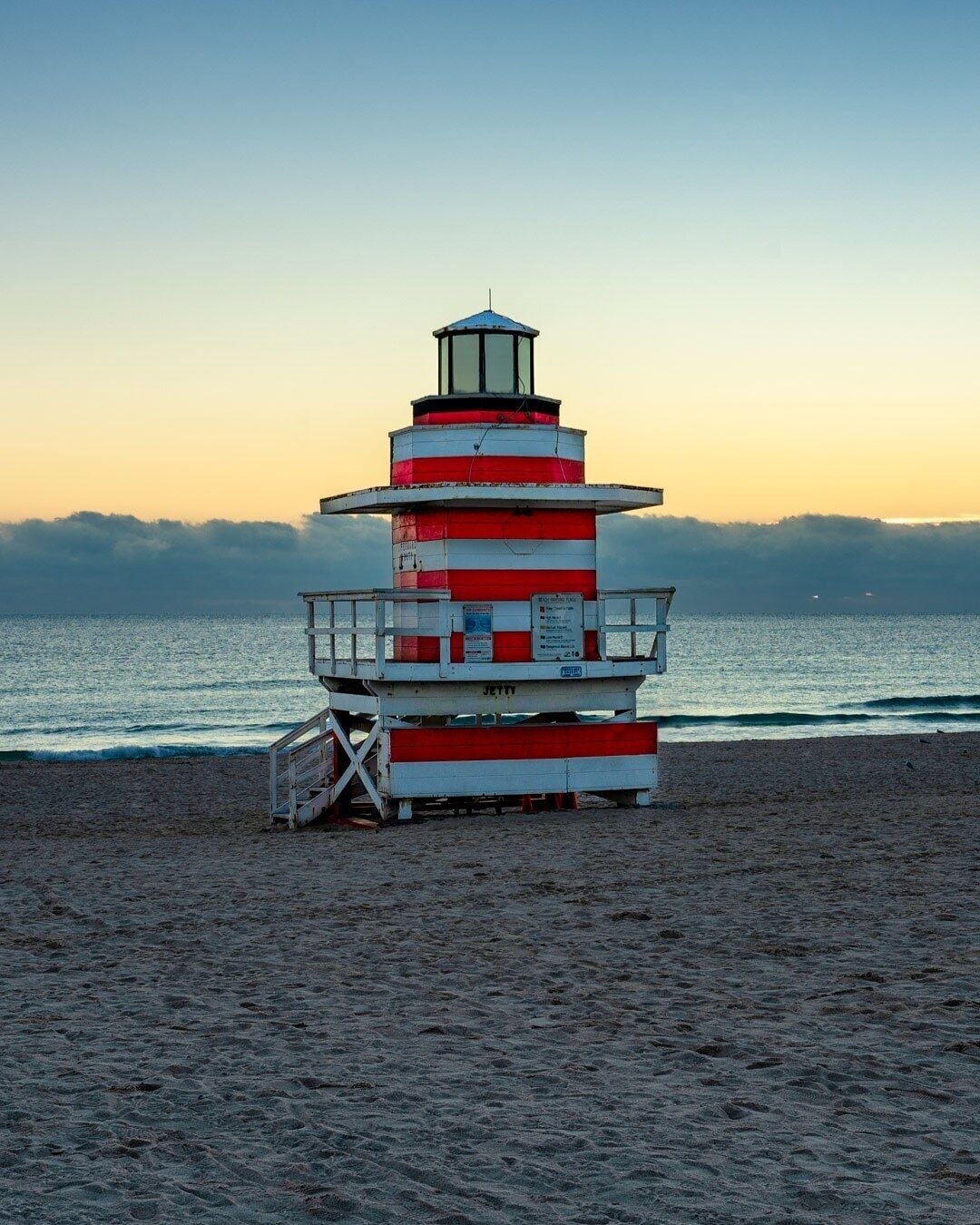 Sunrise at South Pointe Beach, Southern most lifeguard tower.