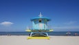 One of many colourful lifeguard towers that line the beach.
-2019