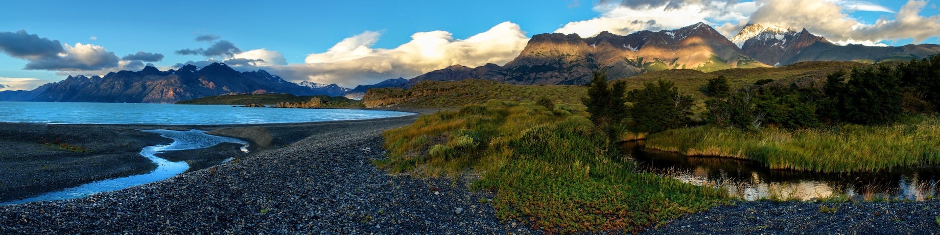 Sunrise in Patagonian Andes, big size panorama