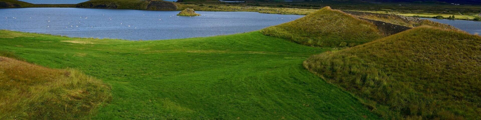 Lake Myvatn is a beautiful area to explore in northern Iceland. This picture was taken at Skutustadagigar, along the southern part of the lake. It is one of the few places on Earth where you can see the
natural phenomena of pseudocraters.