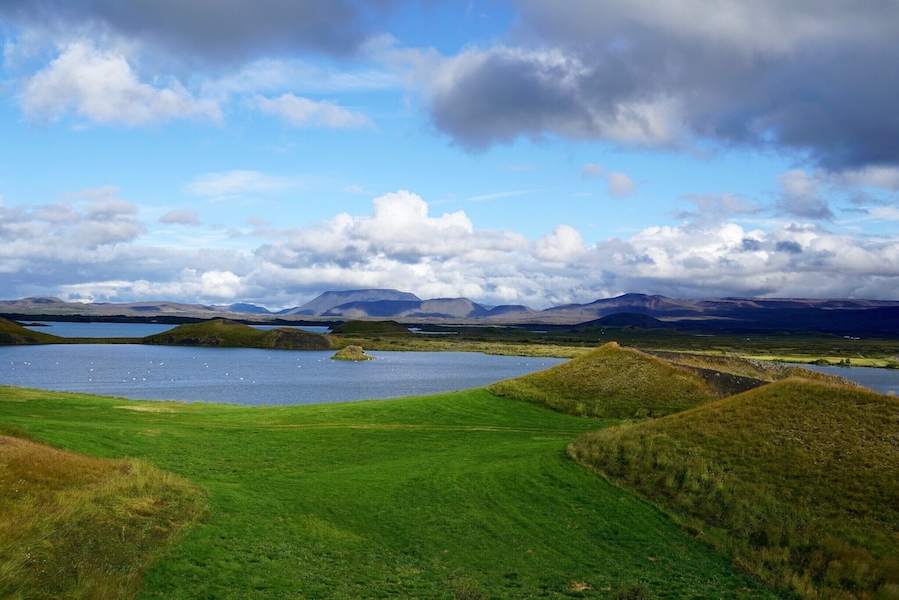 Lake Myvatn is a beautiful area to explore in northern Iceland. This picture was taken at Skutustadagigar, along the southern part of the lake. It is one of the few places on Earth where you can see the
natural phenomena of pseudocraters.