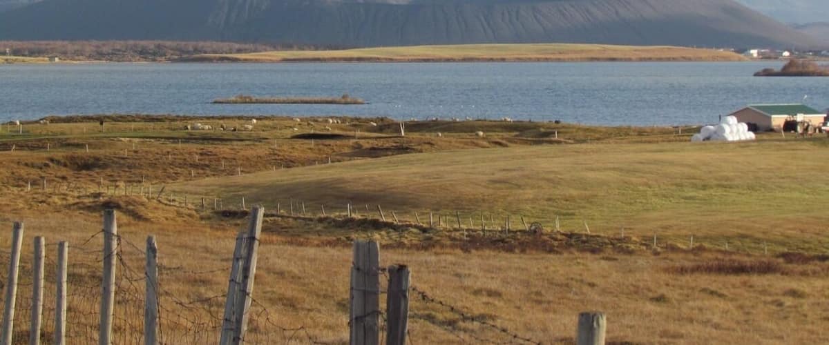 View of the volcano from across Lake Myvatn.