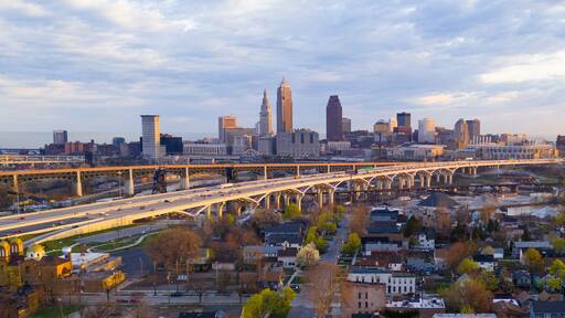 Highway Through Cleveland Ohio Cuyahoga County Seat North America