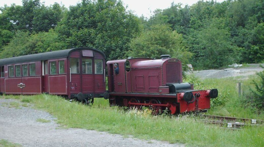 Middlton Railway, Leeds, England. Diesel-mechanical locomotive "Mary" running around its train at Park Halt. Built in 1932 by Hudswell Clarke & Co of Leeds.