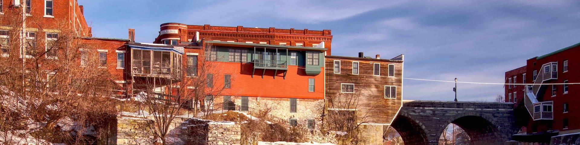 Riverfront walk with views of Middelbury Falls