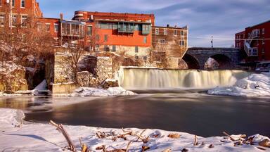 Riverfront walk with views of Middelbury Falls
