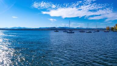 Panoramic view of Charlotte Bay in Vermont