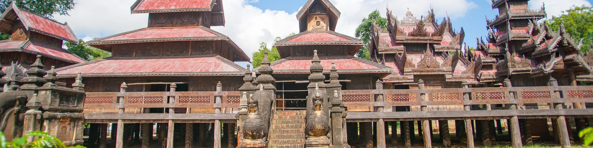 Yokesone Monastery historic wooden Buddhist monastery in Sale, Magwe Region, Myanmar.