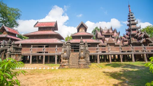 Yokesone Monastery historic wooden Buddhist monastery in Sale, Magwe Region, Myanmar.
