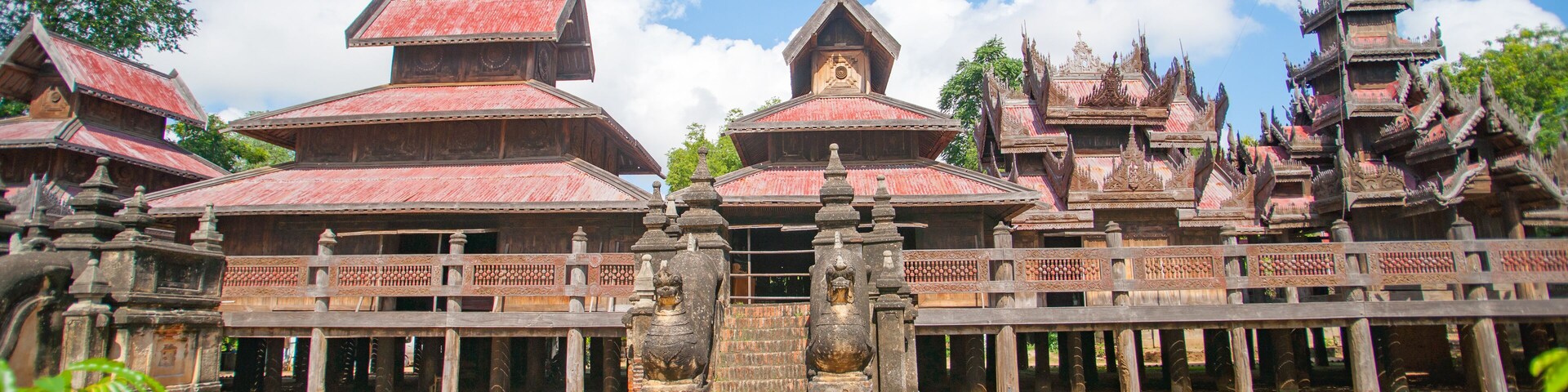 Yokesone Monastery historic wooden Buddhist monastery in Sale, Magwe Region, Myanmar.