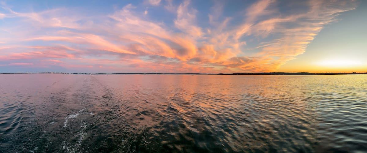 Colorful Cloudscape Sunset over Lake Mendota on the Boat