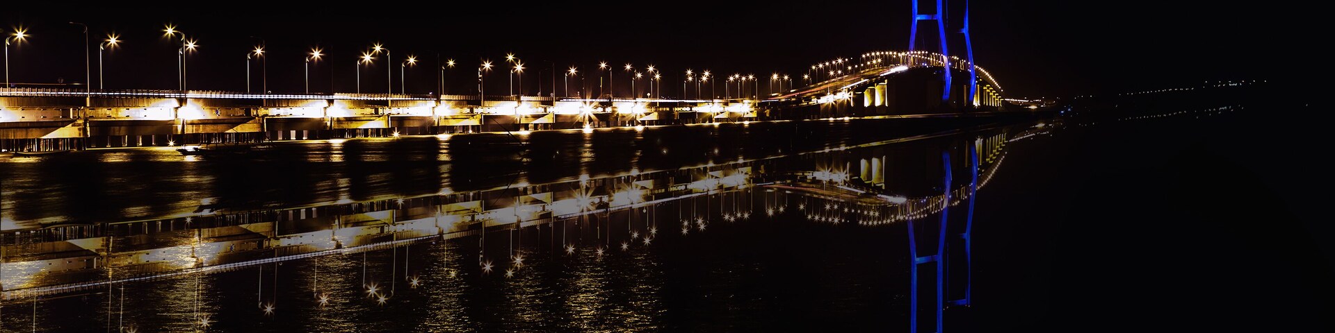 The Suramadu Bridge at Twilight,Surabaya,Indonesia.Is the longes