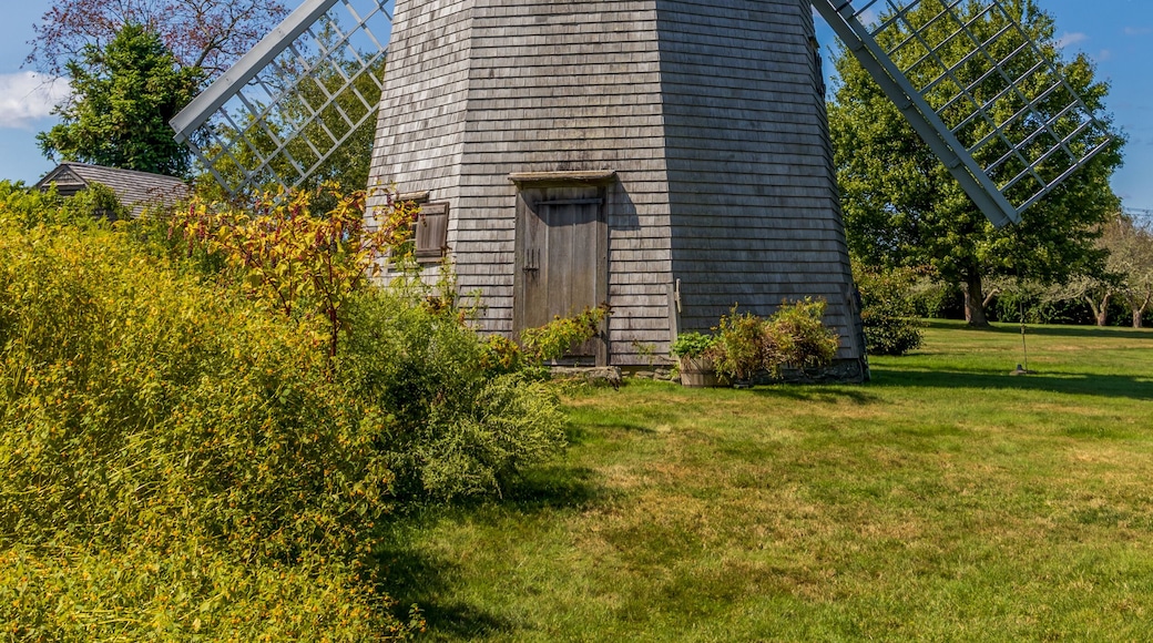 Shingled smock windmill at the Prescott Farm historic site in Middletown, Rhode Island