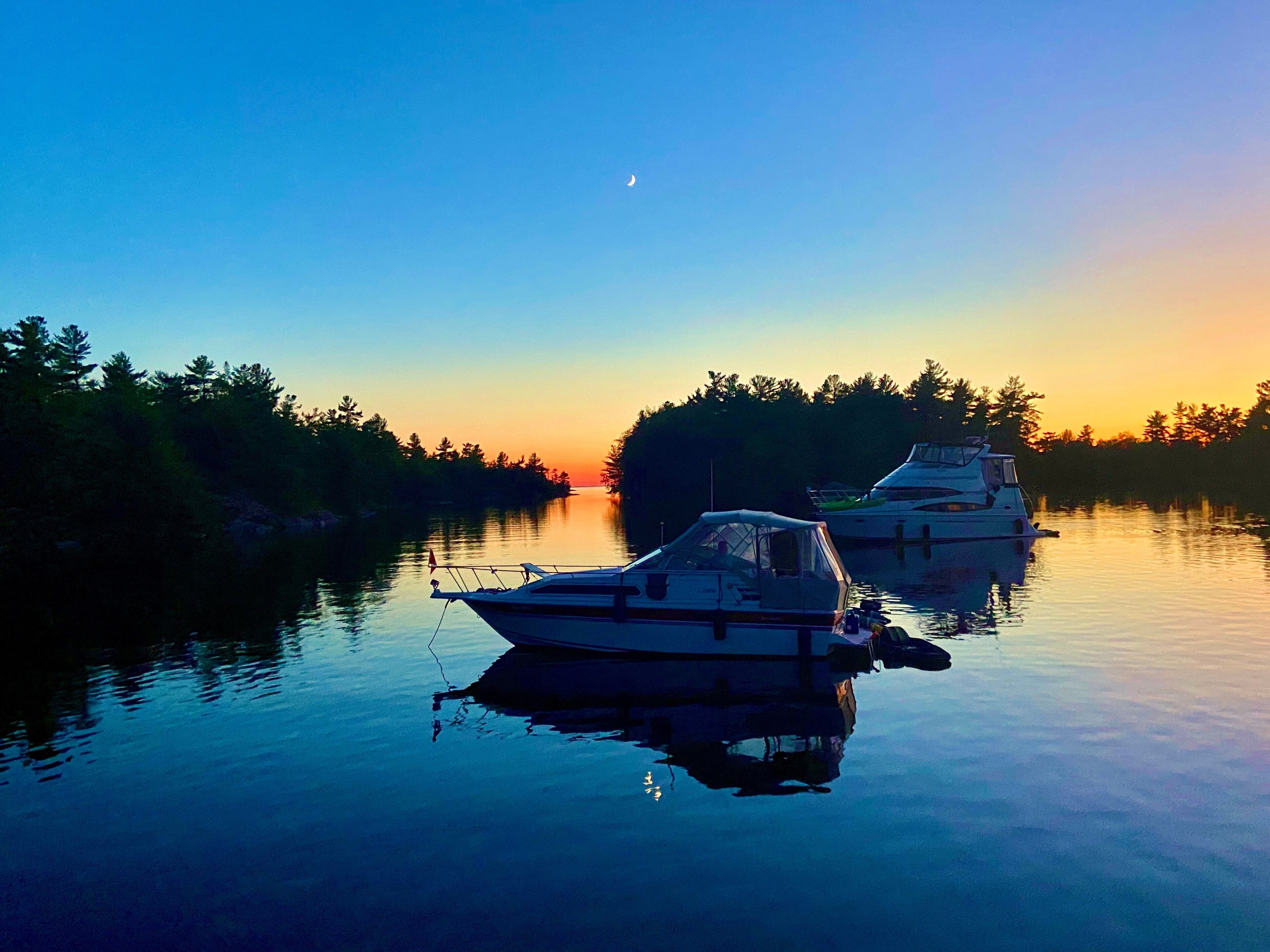 Wani Bay Anchorage at Sunset in Georgian Bay Ontario Canada