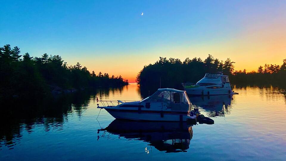 Wani Bay Anchorage at Sunset in Georgian Bay Ontario Canada