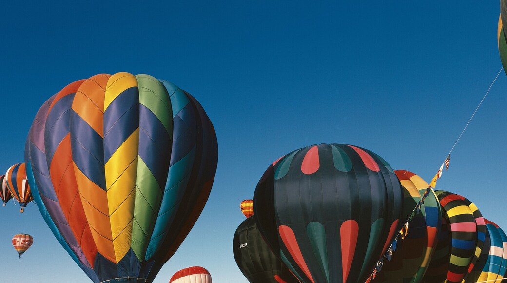This is the 25th Annual Albuquerque International Balloon Fiesta. It shows the mass ascension of colorful balloons.