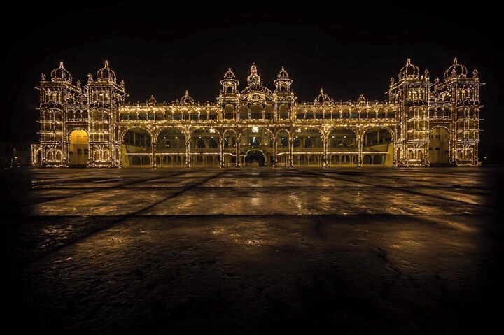 Mysore Palace, lit up every Sunday and public holiday for short period, this is only a small section of the palace that is lit up. The Maharajas in India were many times more wealthy than the British royalty.