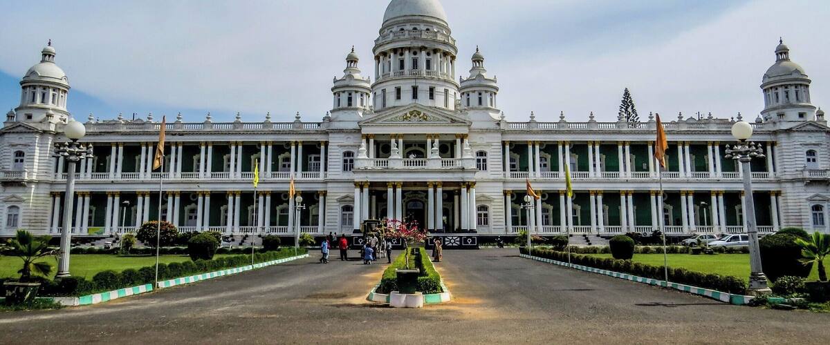 Lalitha Mahal is a palace built in 1921 at the orders of His Highness Krishnaraja Wodeyar IV, the Maharaja of Mysore for the exclusive stay of the then Viceroy of India.  It was converted into a heritage hotel in 1974. The ticket is cheap and worth a visit. There is a cafe by the lobby where you can enjoy tea or cafe served in silver teapots. Another highlight is the gorgeous backyard.