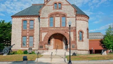 Historical and Romanesque style memorial hall Milford MA USA
