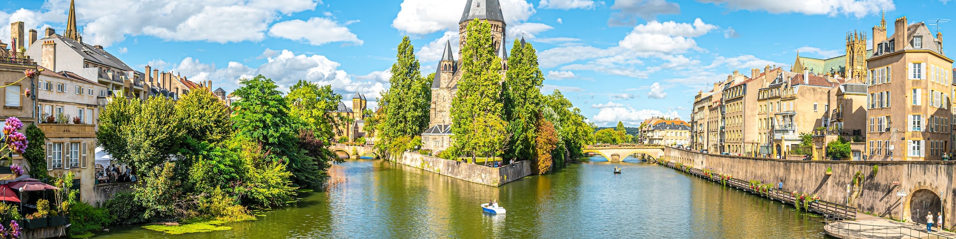 Panoramic view at the Church New Temple in the streets of Metz - France